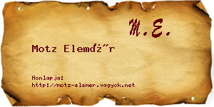 Motz Elemér névjegykártya
